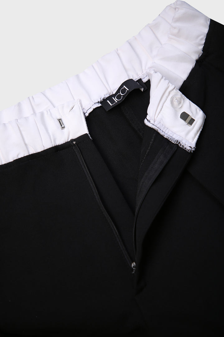 Ebony Contrast Waistband Trousers - Licci