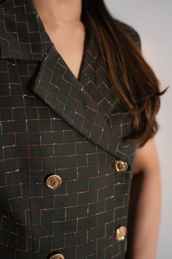 Patterned Double Breasted Vest