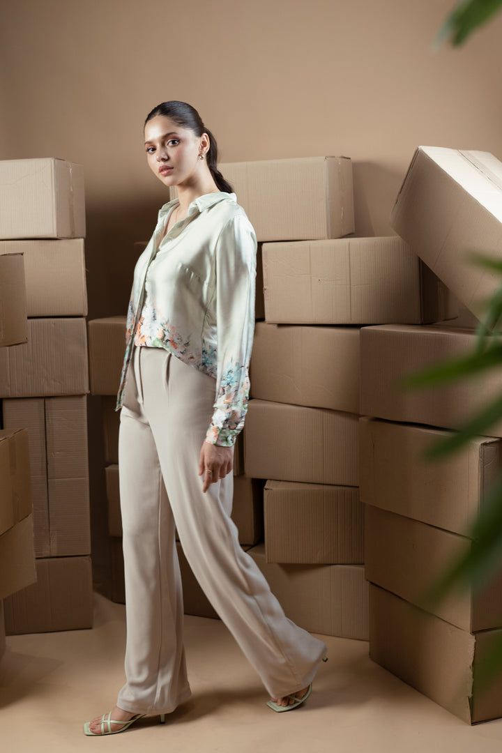 Art Eyes Floral Satin Button Up - Licci