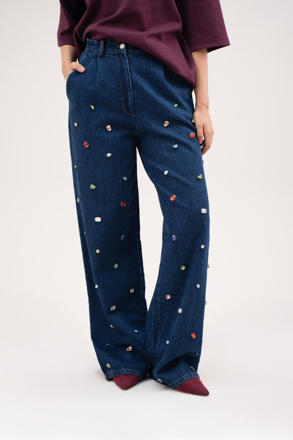 Beaded Wide Leg Trousers