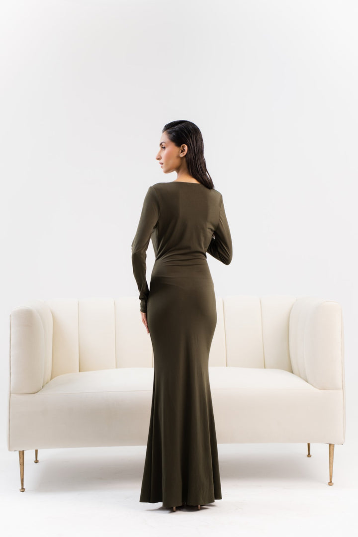 Autumnal Cowl-neck Dress - Licci