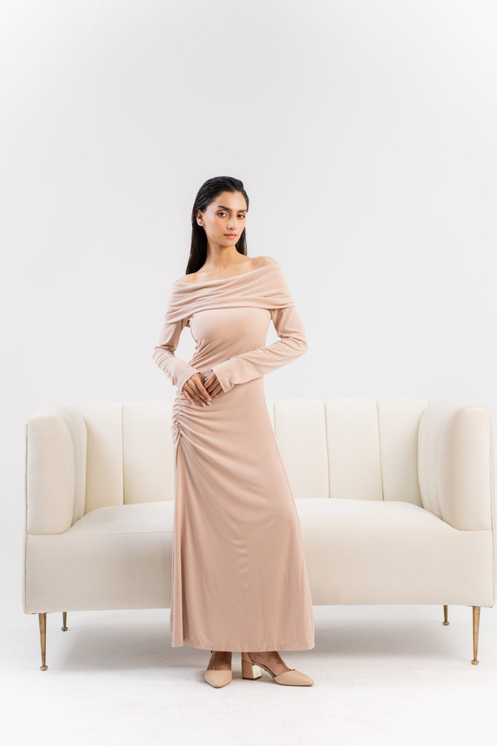 Nomad Ruched Longslit Dress - Licci