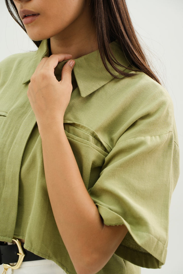 Cristaline Boxy Fit Collared Button Up - Licci