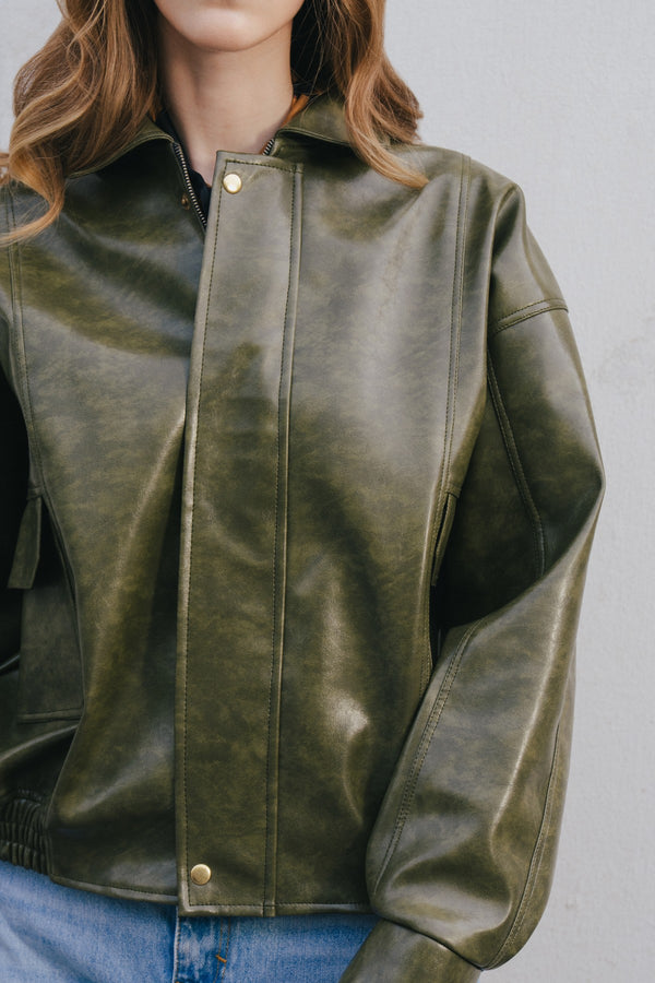 Olive Leather Jacket