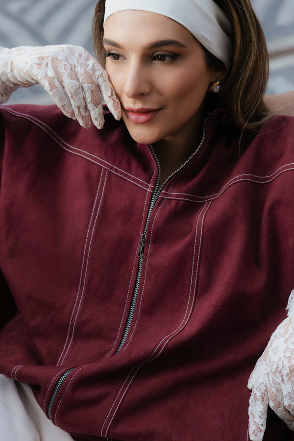 Crimson Stitch Denim Jacket