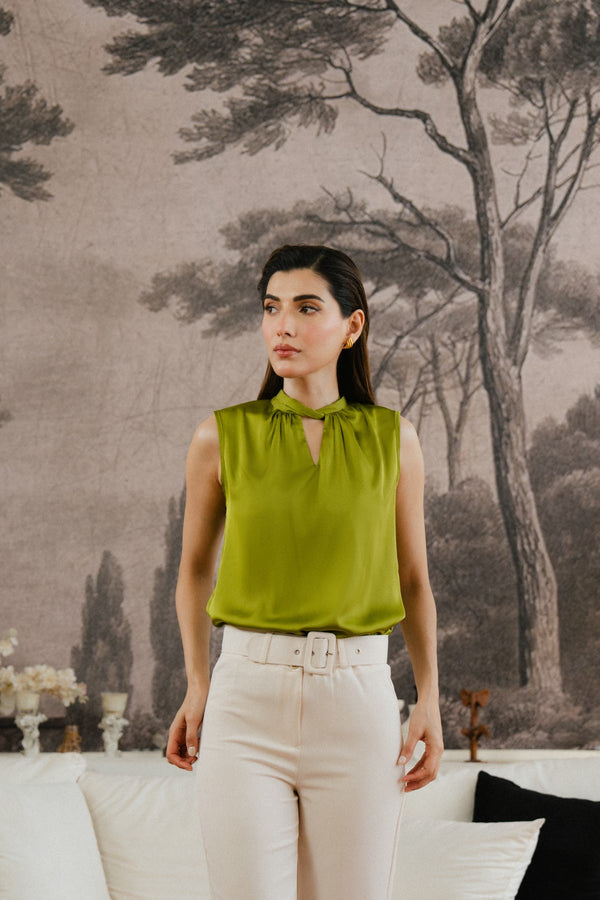 Chloris Sleeveless Tie Up Detail Top - Licci